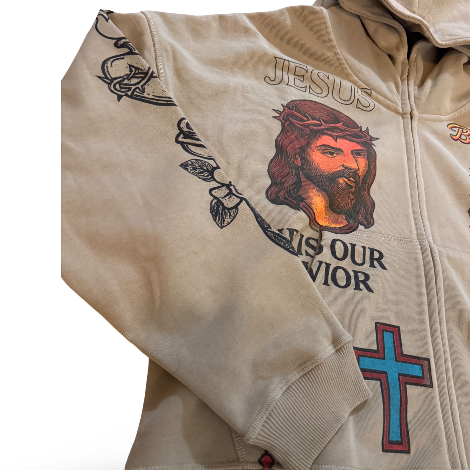 Jesus Hoodie Tan Cropped Fit – My Store
