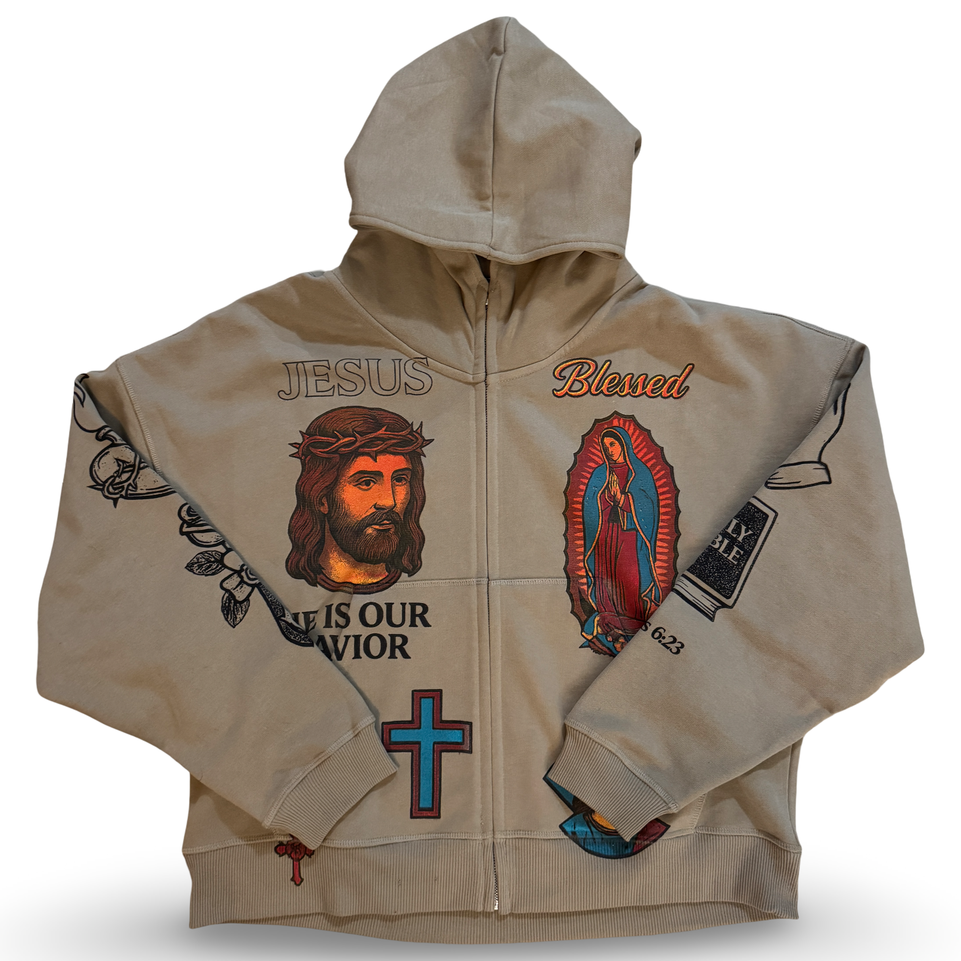 Jesus Hoodie Tan Cropped Fit – My Store
